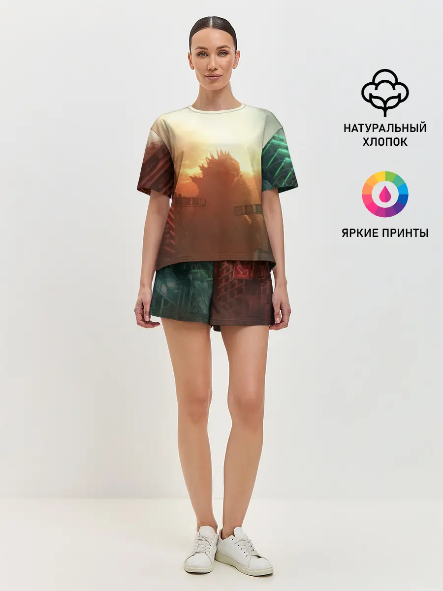 Женская пижама с шортами / ГОДЗИЛЛА РАЗРУШАЕТ ГОРОД