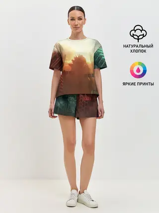 Женская пижама с шортами / ГОДЗИЛЛА РАЗРУШАЕТ ГОРОД