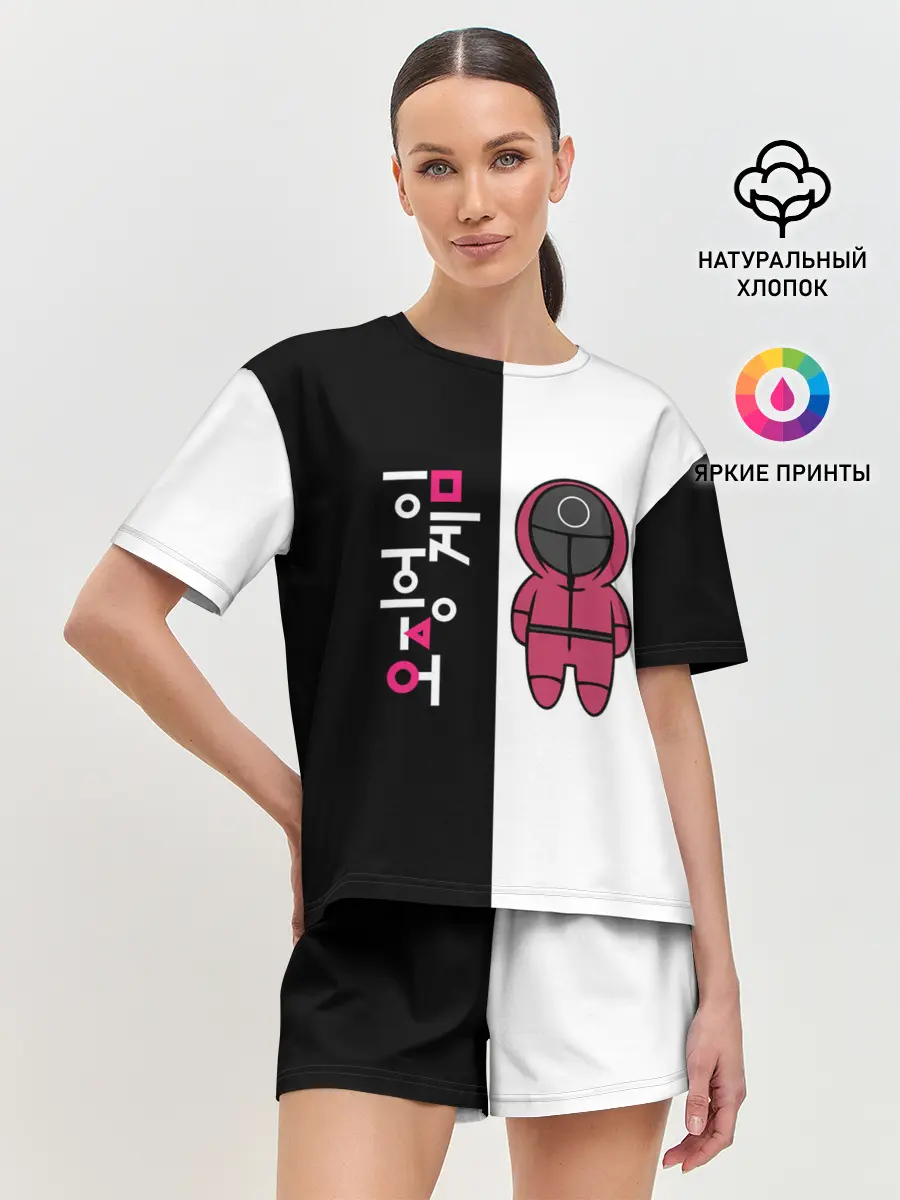 Женская пижама с шортами / ЛОГОТИП И ОХРАНА | ИГРА В КАЛЬМАРА