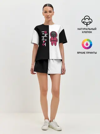 Женская пижама с шортами / ЛОГОТИП И ОХРАНА | ИГРА В КАЛЬМАРА