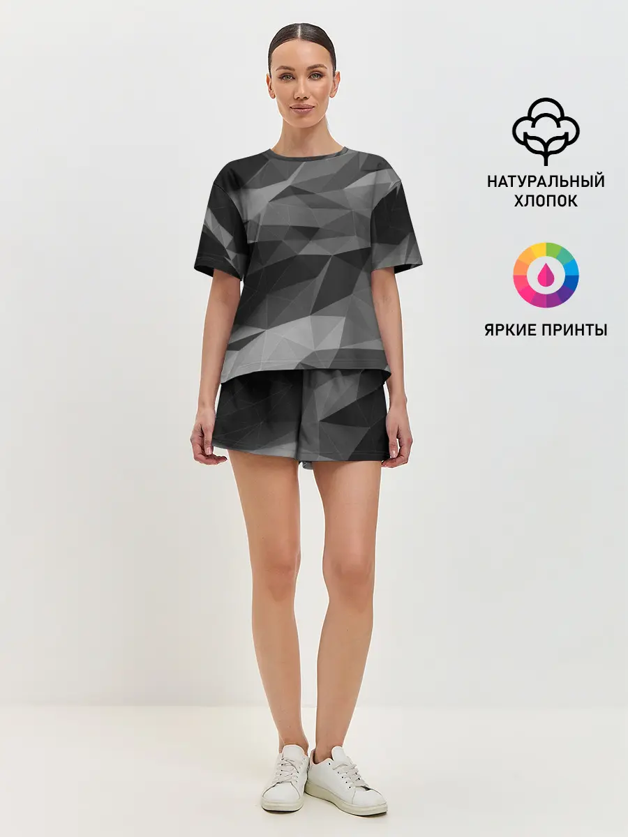 Женская пижама с шортами / gray abstraction серая абстракция