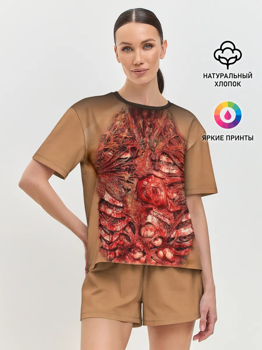 Женская пижама с шортами / Открытая грудная клетка