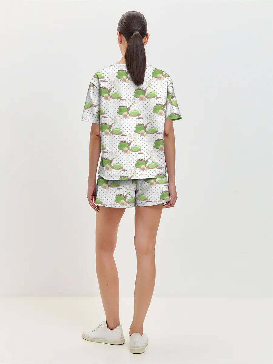 Женская пижама с шортами / Зеленый чай