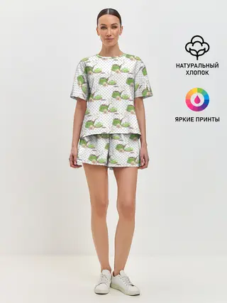 Женская пижама с шортами / Зеленый чай