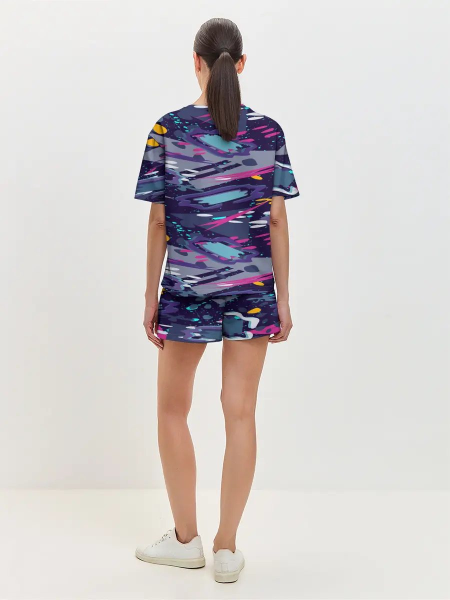 Женская пижама с шортами / Космический абстрактный паттерн