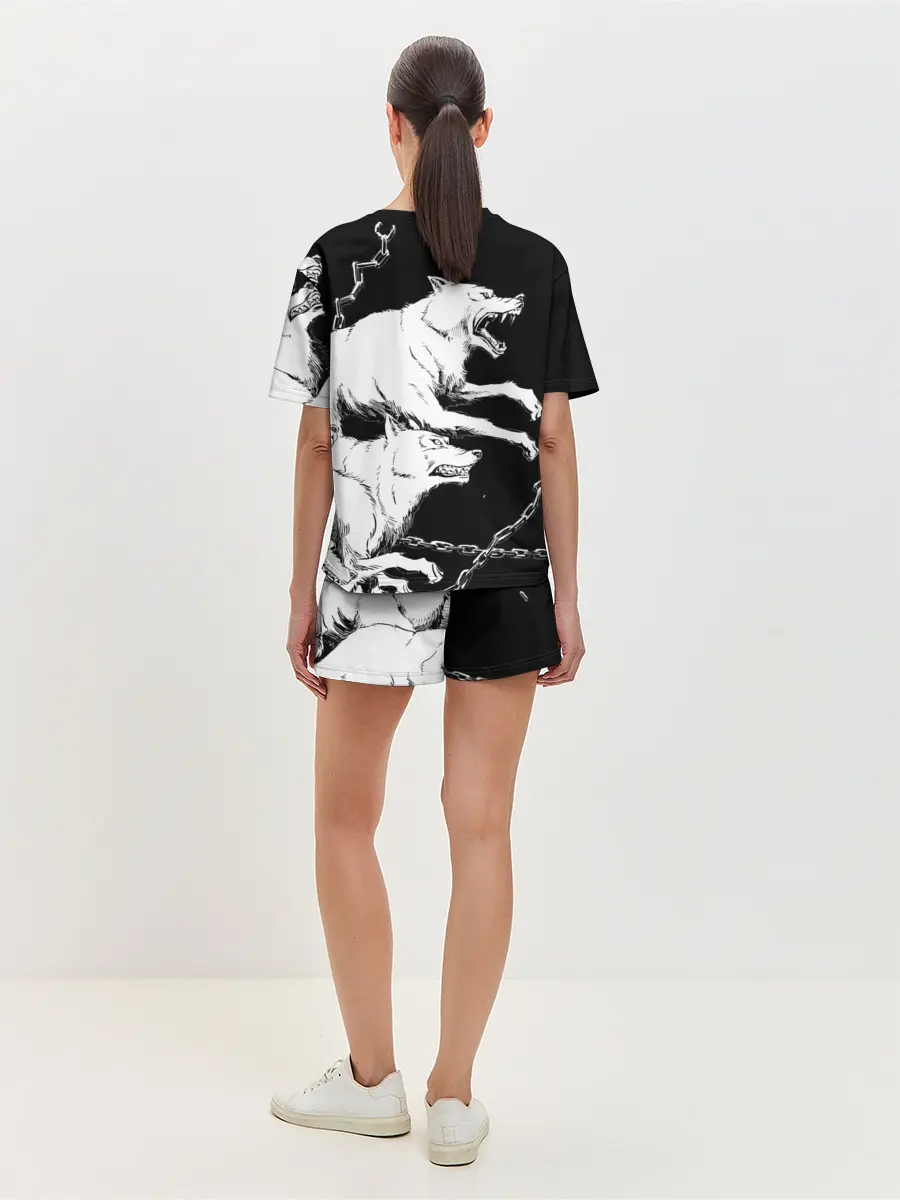 Женская пижама с шортами / Белые волки