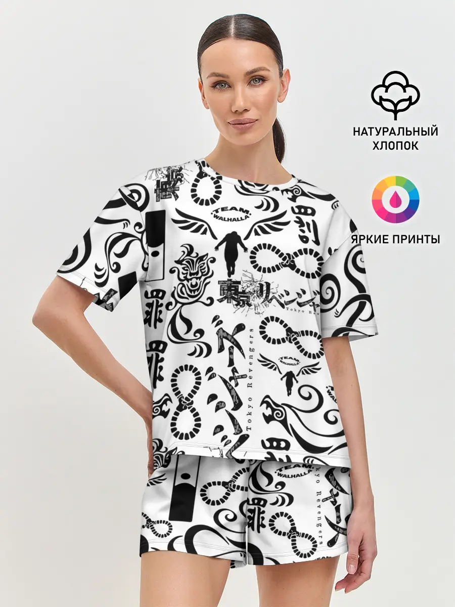 Женская пижама с шортами / ТОКИЙСКИЕ МСТИТЕЛИ ЛОГОБОМБИНГ