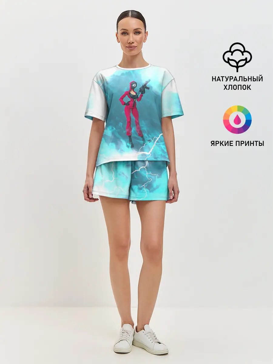 Женская пижама с шортами / ОХРАНА НА ЧЕКУ | ТРЕУГОЛЬНИК