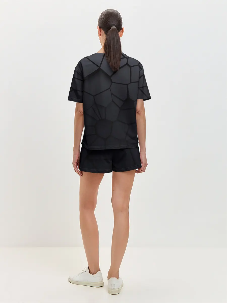 Женская пижама с шортами / Карбоновые 3D плиты | 3Д плиты геометрия