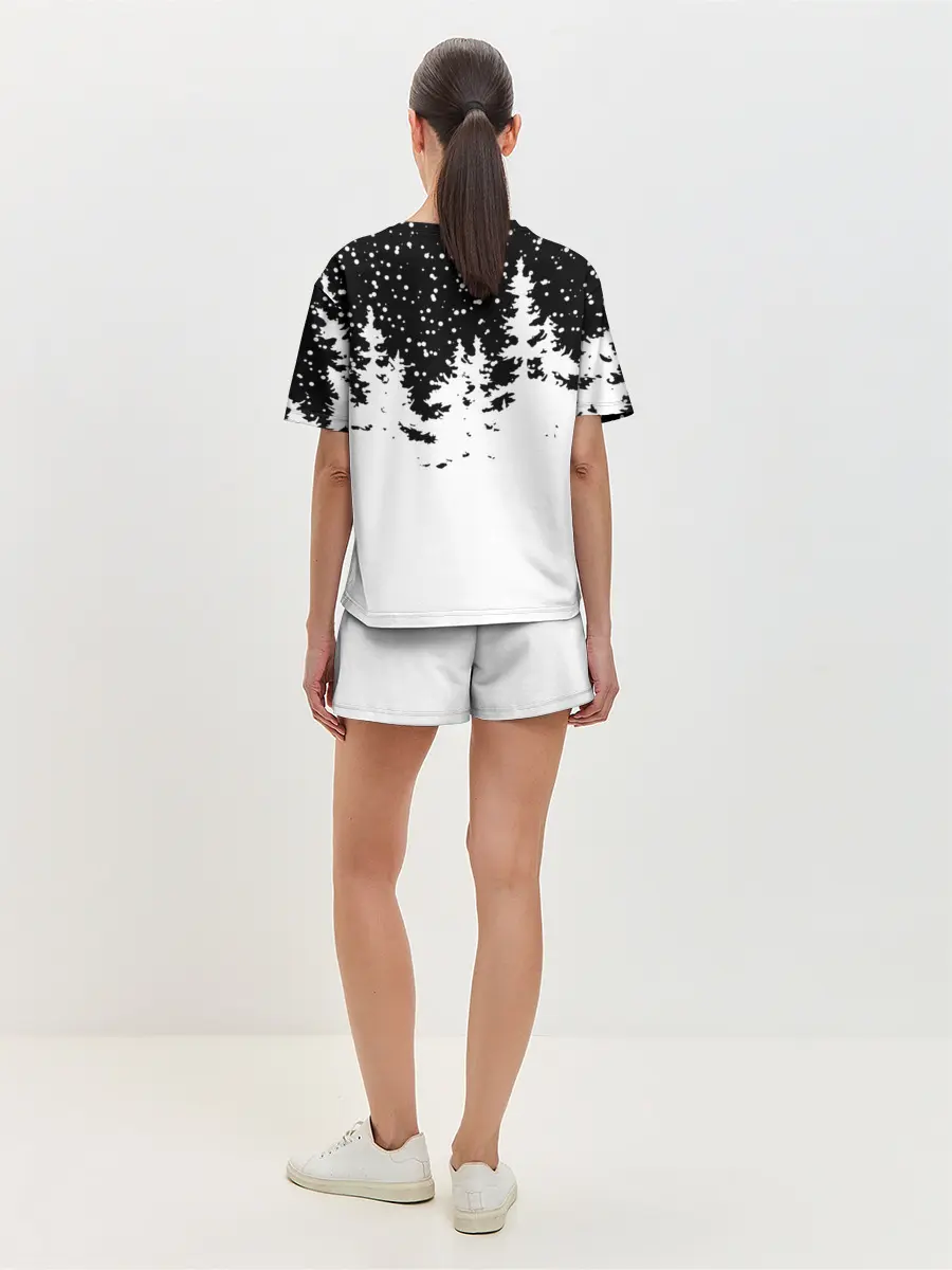 Женская пижама с шортами / Тигр в шубе Санта Клауса