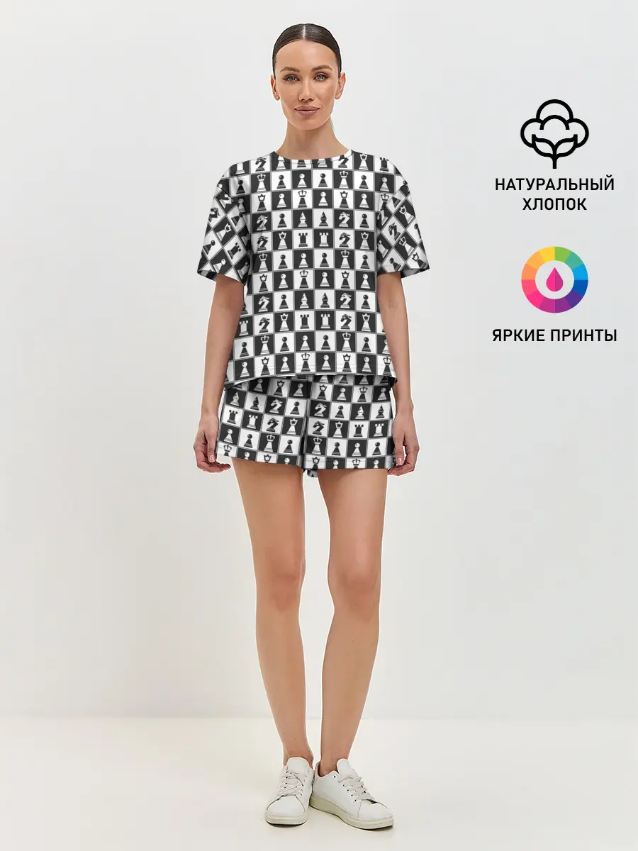 Женская пижама с шортами / Шахматы