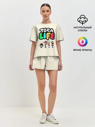 Женская пижама с шортами / Toca Boca Рита, Зик, Нари, Леон