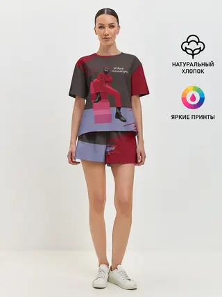 Женская пижама с шортами / КВАДРАТ НА ОТДЫХЕ | ИГРА В КАЛЬМАРА