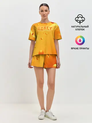 Женская пижама с шортами / Медовая волна | Honey wave
