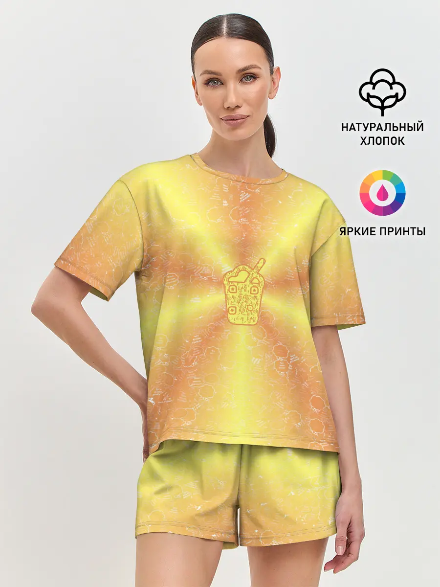 Женская пижама с шортами / Коктейль на фоне АПВ 10.2.6.14