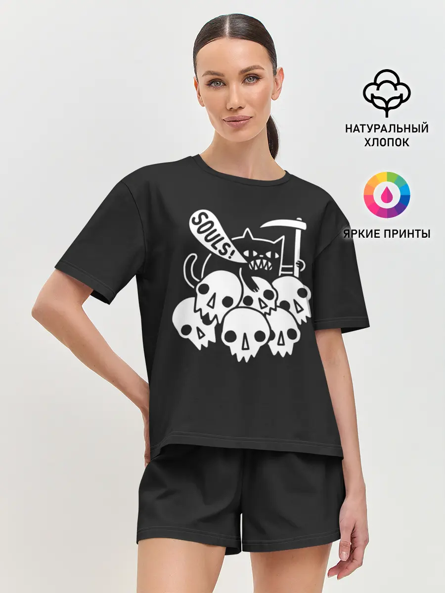 Женская пижама с шортами / Кот - Жнец