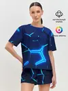 Женская пижама с шортами / 3D ПЛИТЫ | NEON STEEL | НЕОНОВЫЕ ПЛИТЫ