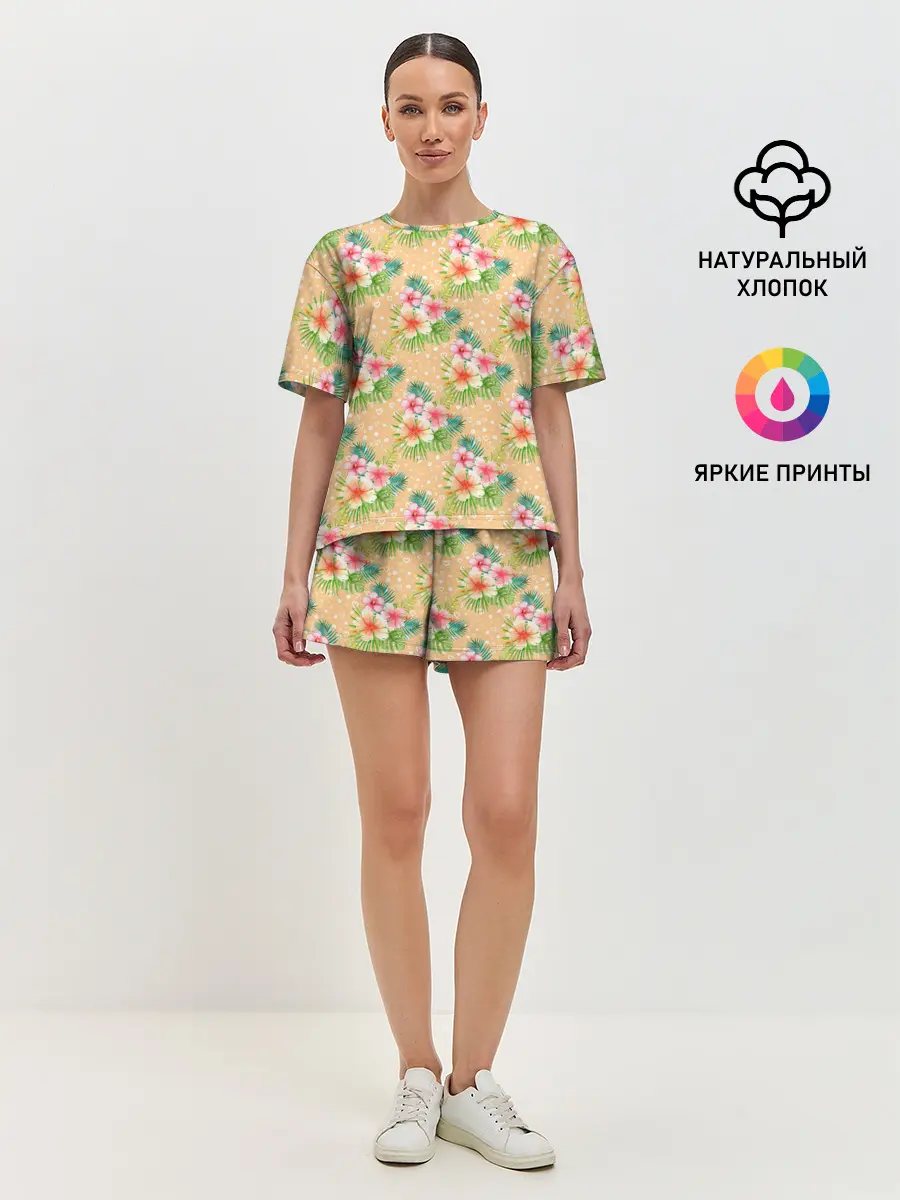 Женская пижама с шортами / Гавайские цеты