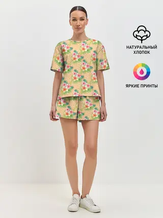 Женская пижама с шортами / Гавайские цеты