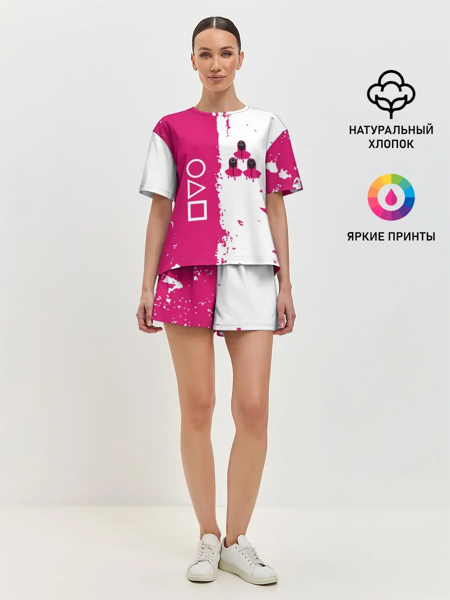 Женская пижама с шортами / Игра в кальмара геометрические фигуры