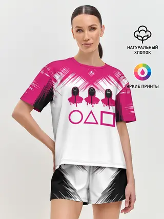 Женская пижама с шортами / Игра в кальмара | геометрические фигуры,