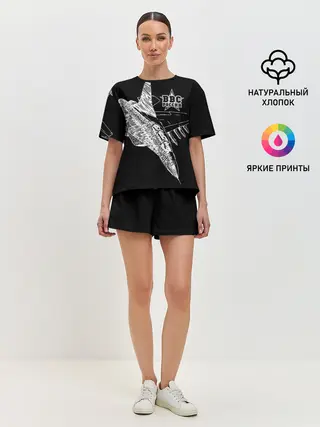 Женская пижама с шортами / Истребитель штрихом ВВС России