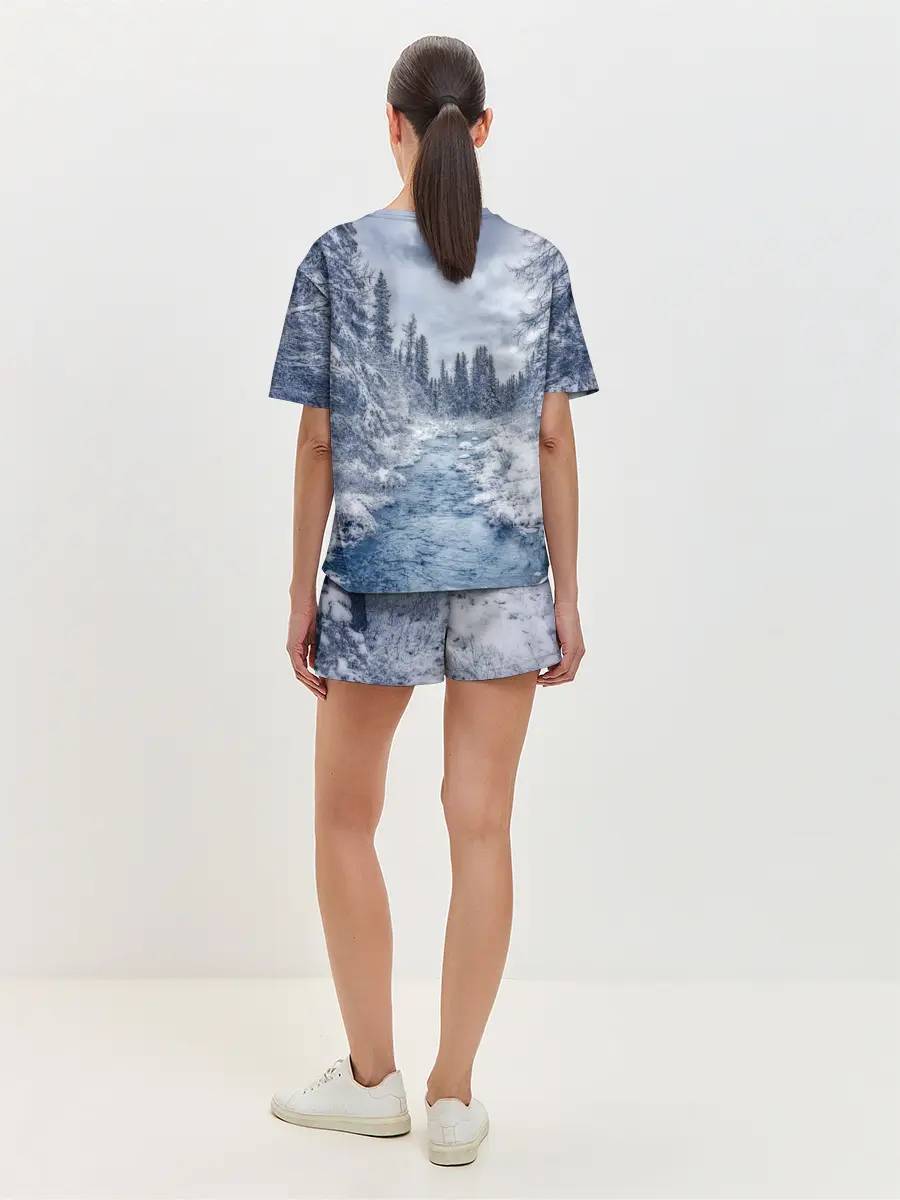 Женская пижама с шортами / СНЕЖНЫЙ ПЕЙЗАЖ