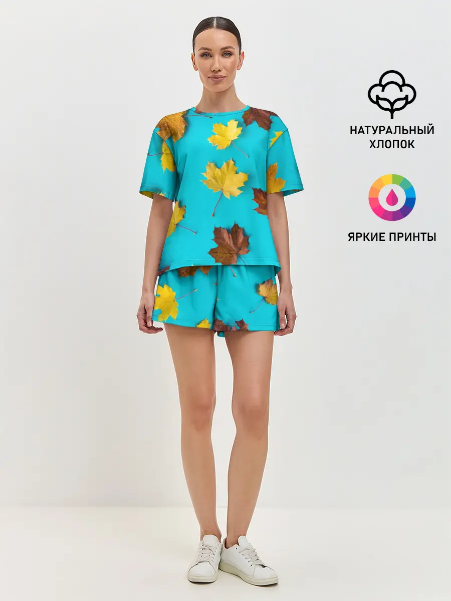 Женская пижама с шортами / Кленовый листочек