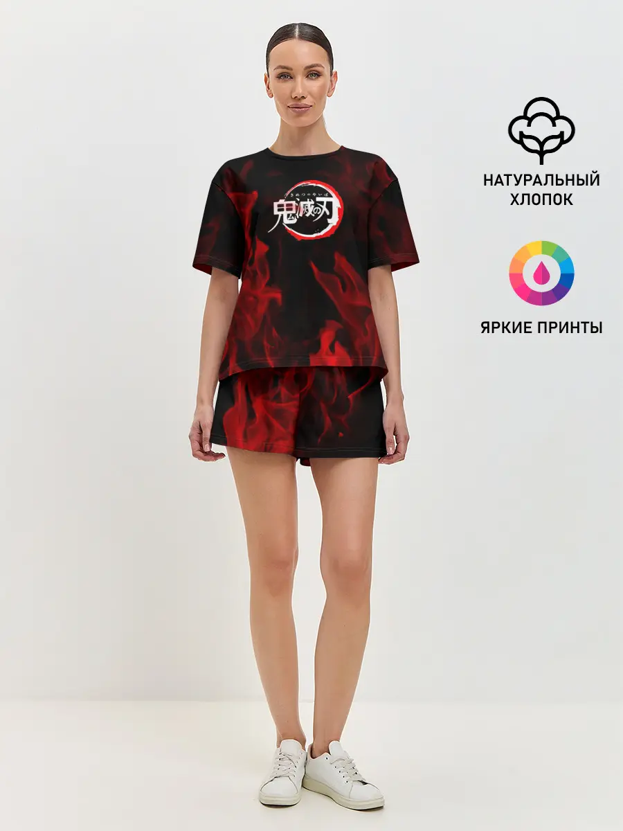 Женская пижама с шортами / Клинок рассекающий демонов пламя.