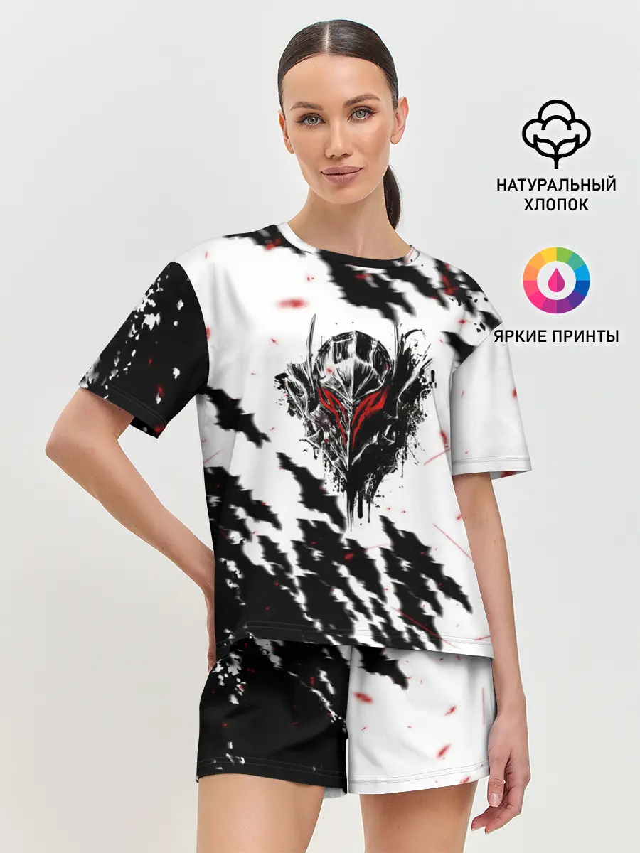 Женская пижама с шортами / Берсерк маска с красными глазами