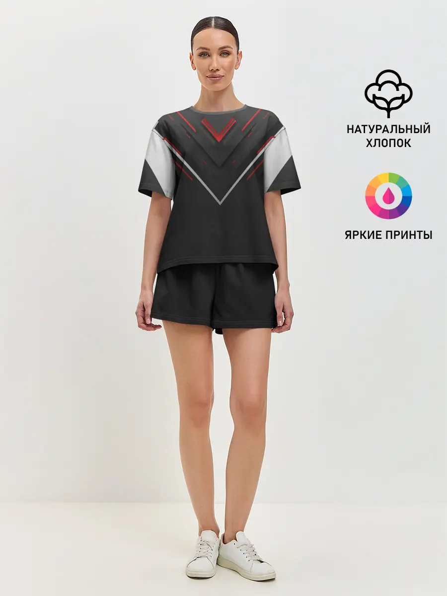 Женская пижама с шортами / футуристический вектор