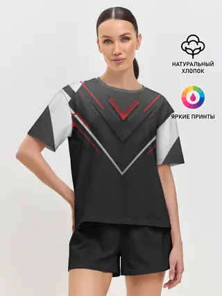 Женская пижама с шортами / футуристический вектор