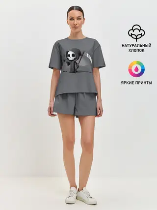 Женская пижама с шортами / жнец и цветок