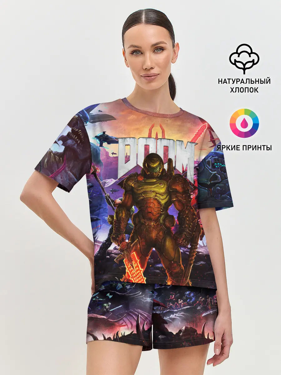 Женская пижама с шортами / DOOM ETERNAL | ДУМ БИТВА В АДУ