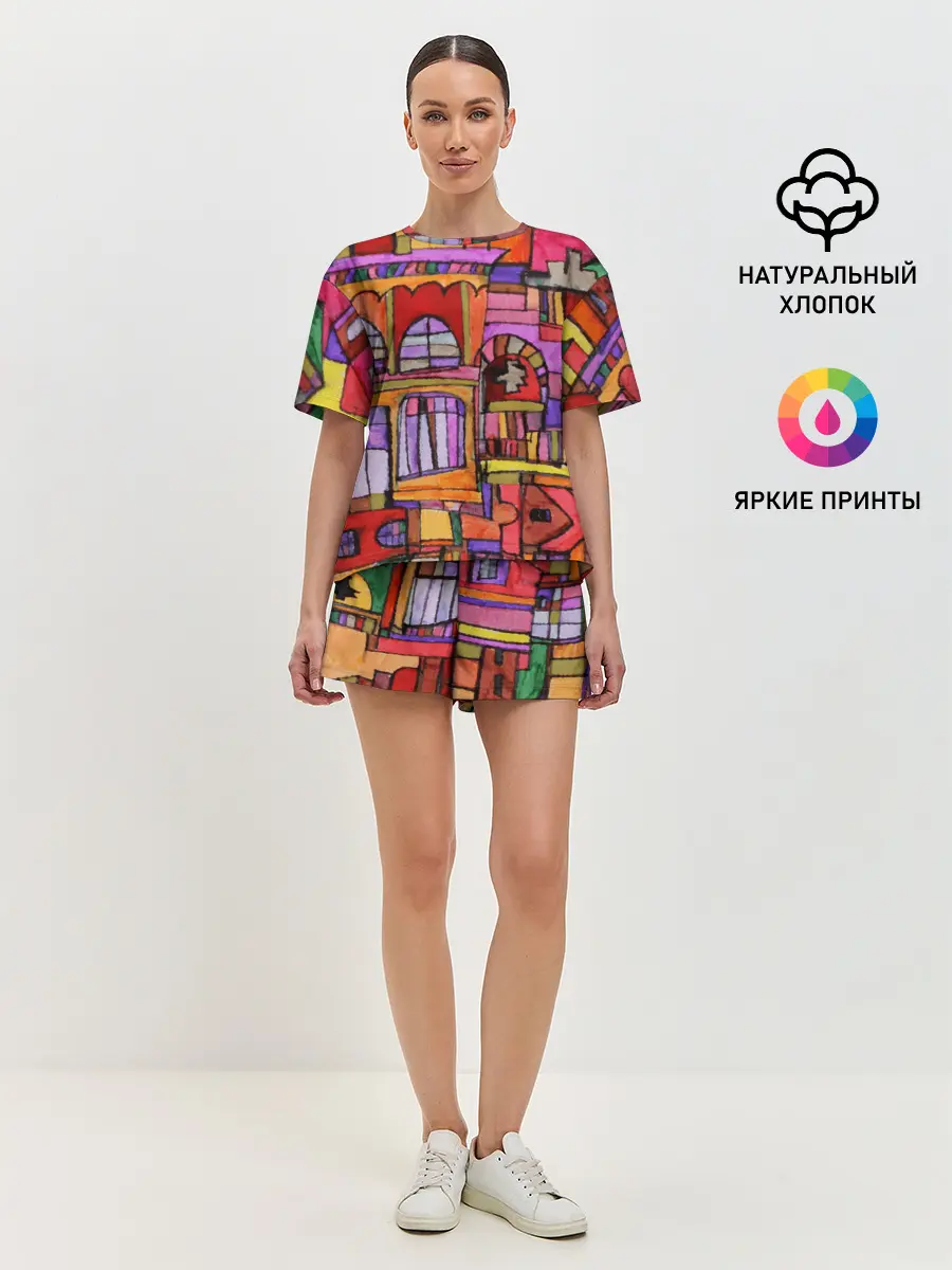 Женская пижама с шортами / Скетч большого города