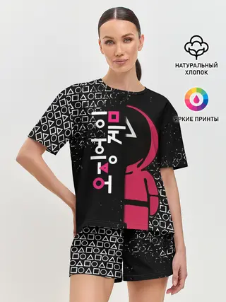 Женская пижама с шортами / ИГРА В КАЛЬМАРА ТРЕУГОЛЬНИК | SQUID GAME