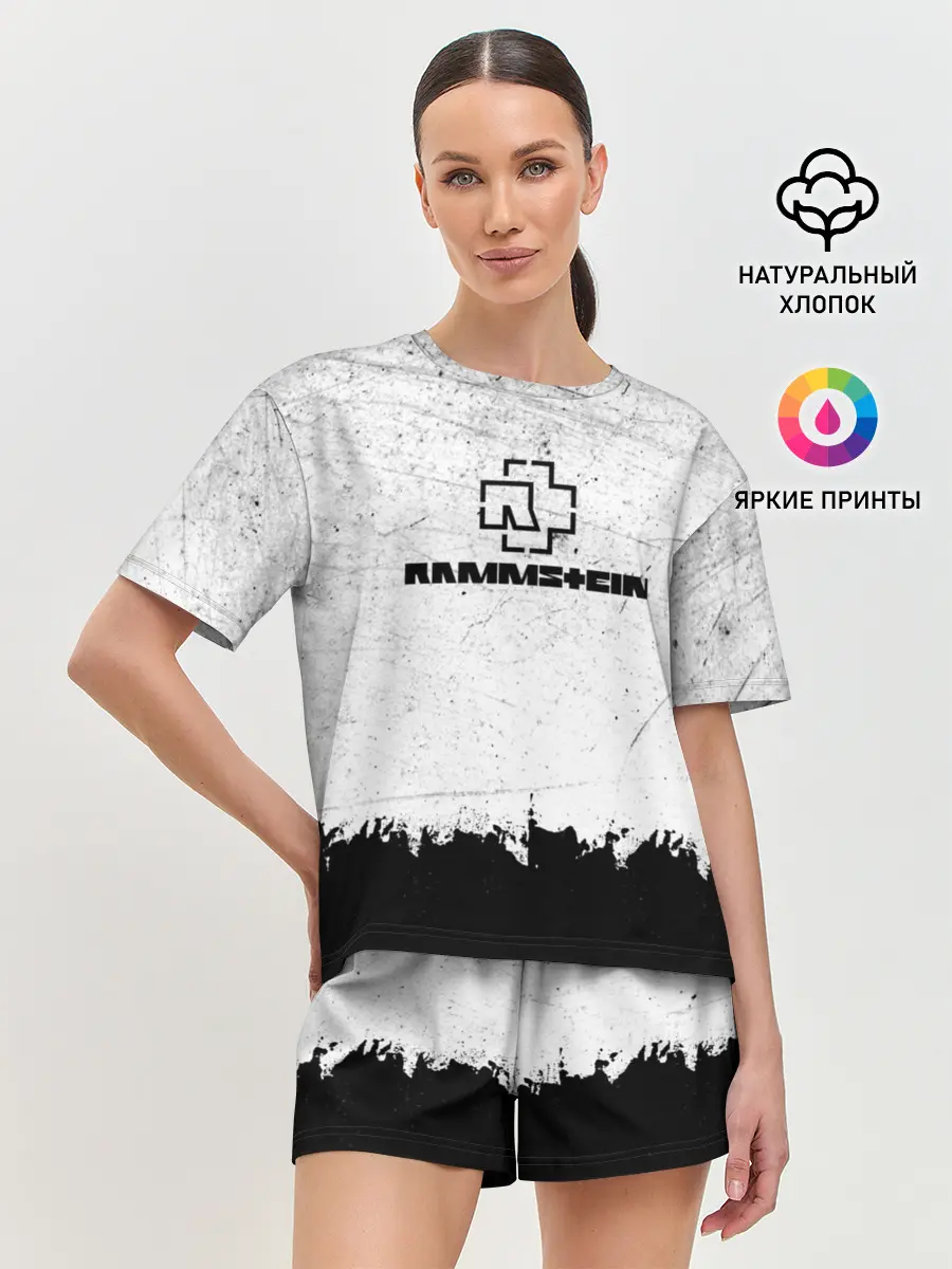 Женская пижама с шортами / Рамштайн ЧБ Гранж | Rammstein Rock