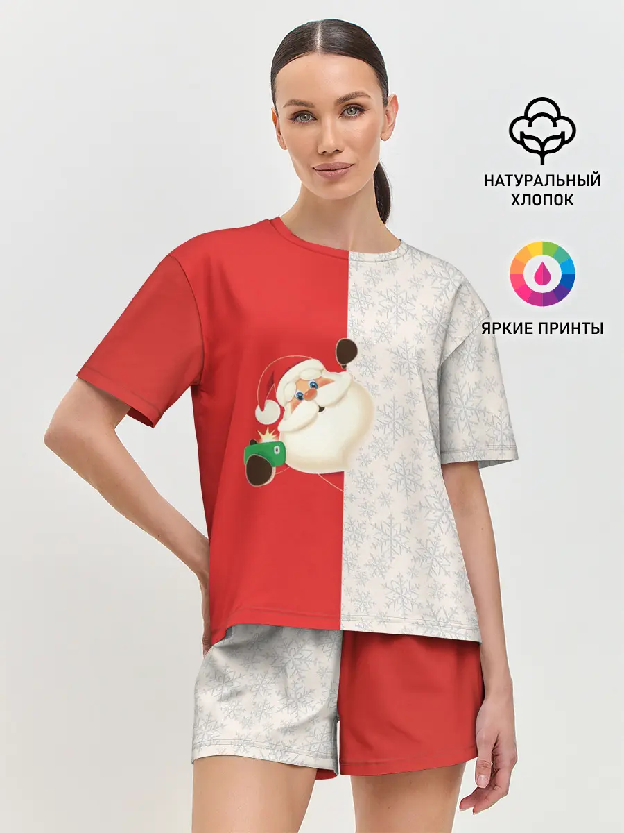 Женская пижама с шортами / Дед Мороз