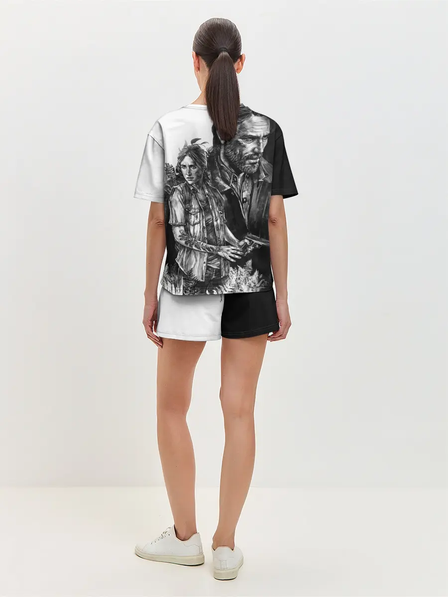 Женская пижама с шортами / THE LAST OF US ЧЁРНО БЕЛЫЙ