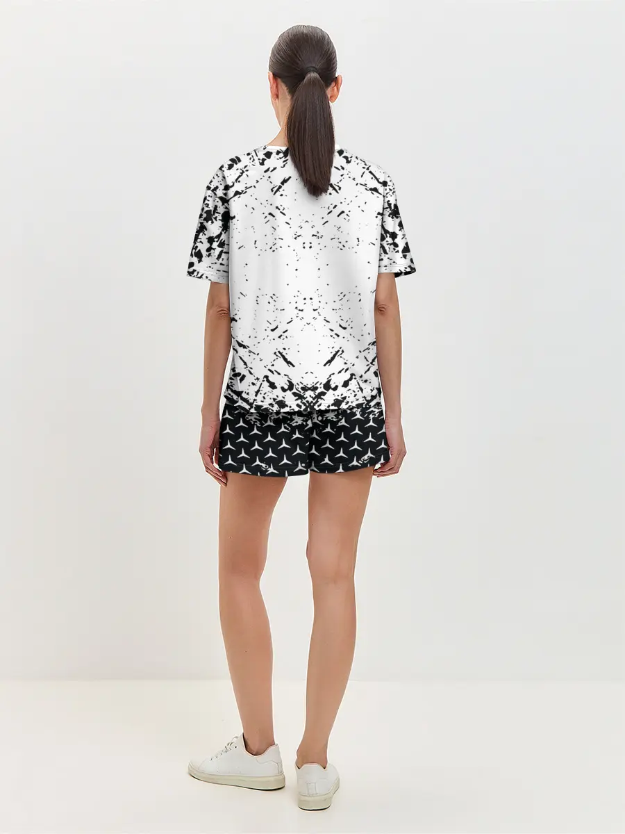 Женская пижама с шортами / Mercedes | брызги красок,