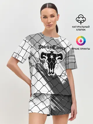 Женская пижама с шортами / Чёрный клевер бык за решеткой.