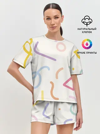 Женская пижама с шортами / Разные линии