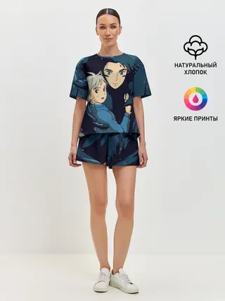 Женская пижама с шортами / Ходячий замок Софи и Хаул летят