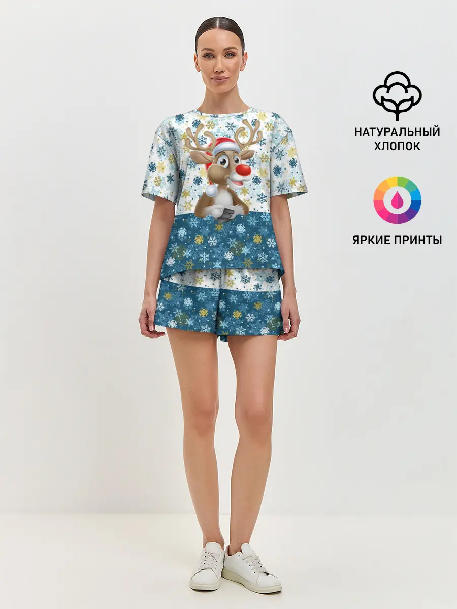 Женская пижама с шортами / Весёлый Оленёнок