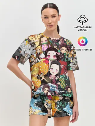 Женская пижама с шортами / КЛИНОК РАССЕКАЮЩИЙ СТИКЕРБОМБИНГ