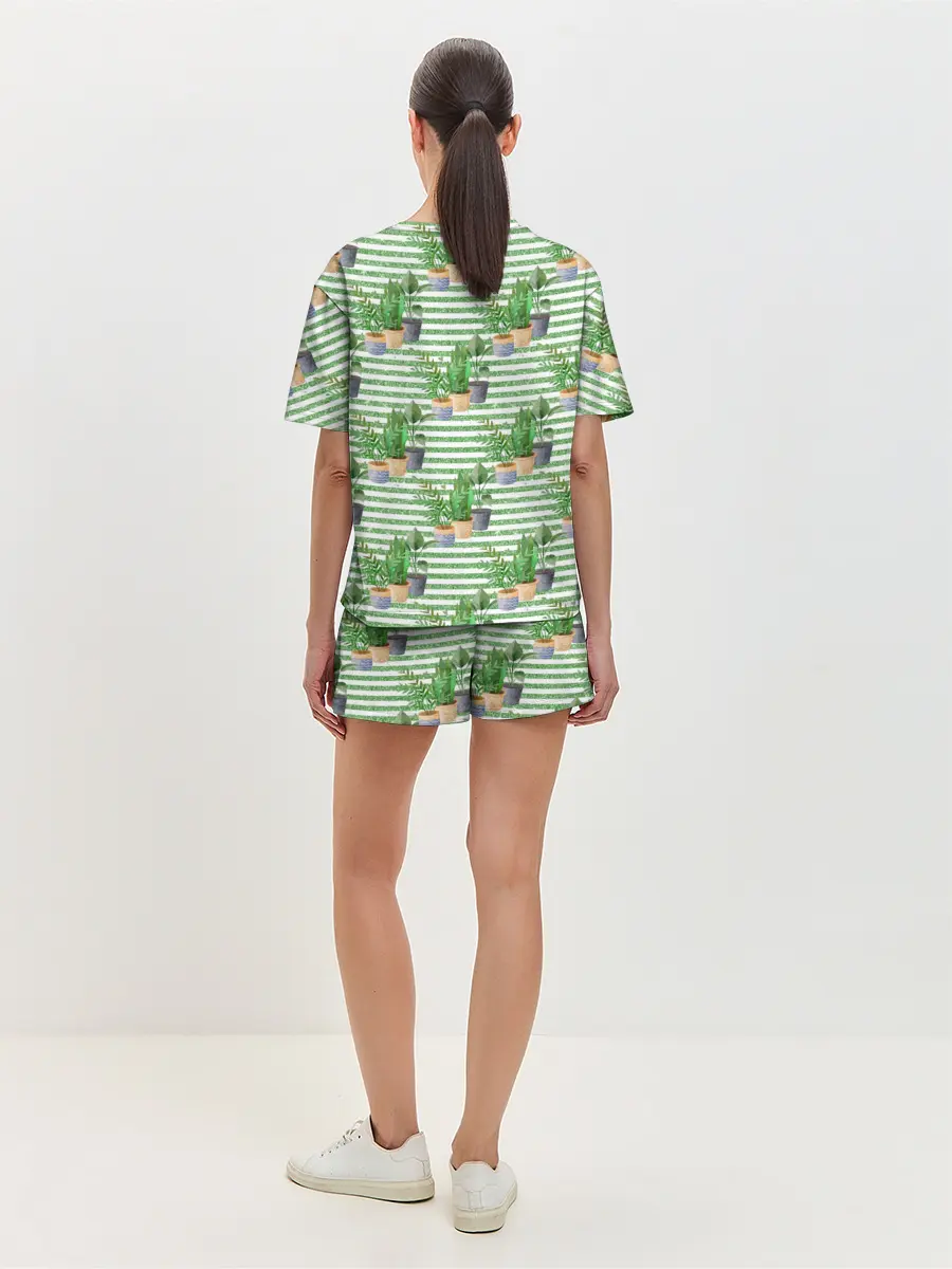 Женская пижама с шортами / Комнатные цветы