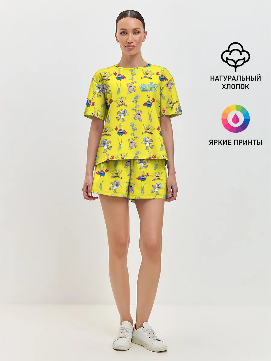 Женская пижама с шортами / SpongeBob pattern