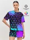 Женская пижама с шортами / GENSHIN NEON PATTERN SYMBOL / НЕОН ЭМБЛЕМЫ