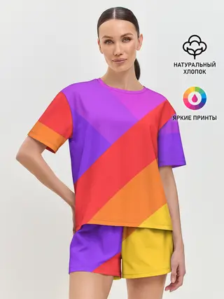 Женская пижама с шортами / РАДУЖНАЯ ГЕОМЕТРИЯ / RAINBOW GEOMETRY