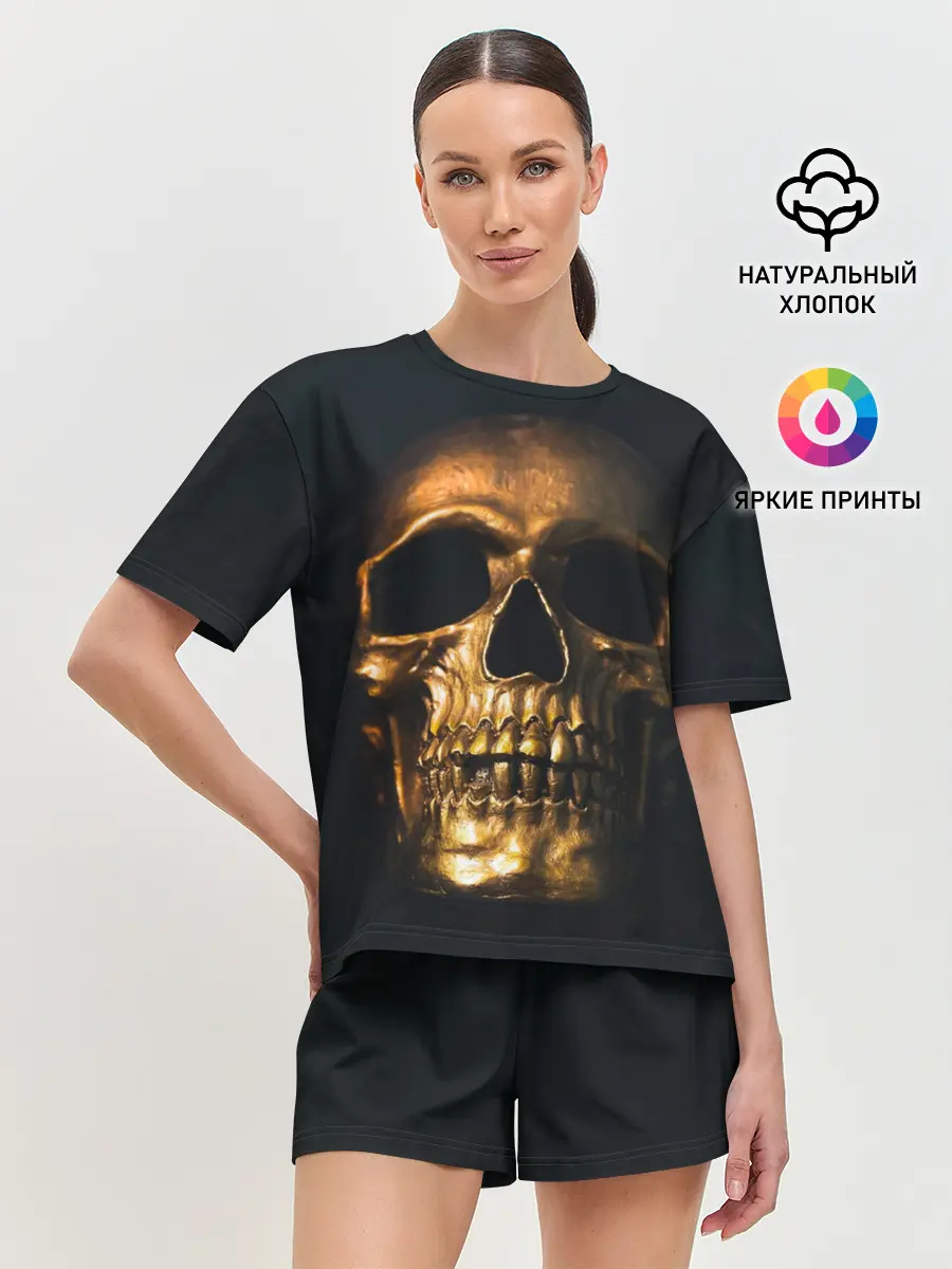 Женская пижама с шортами / Gold Skull